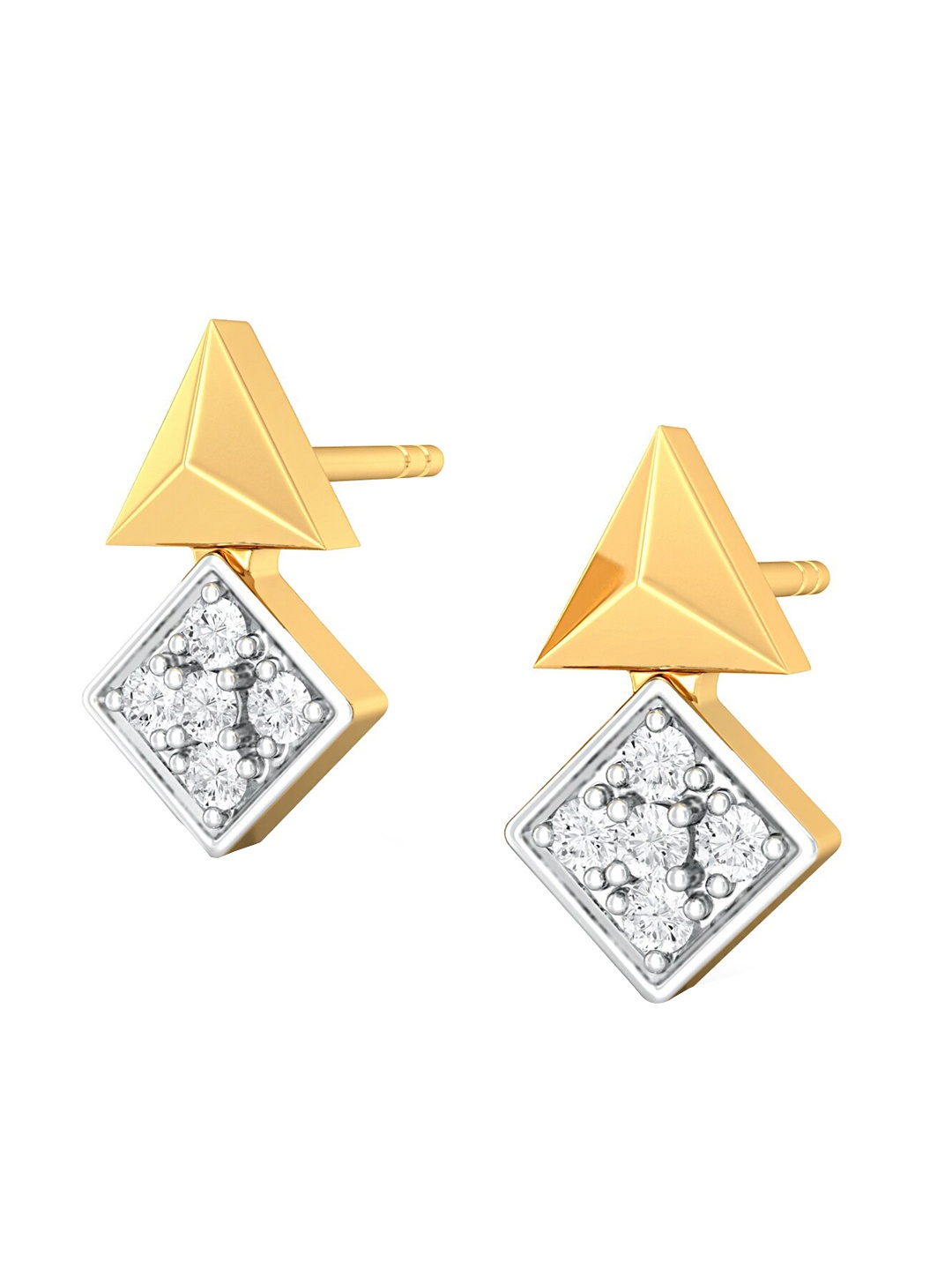 

MELORRA 18KT Gold Parallel Spell Diamond-Studded Stud Earrings- 2.02 g