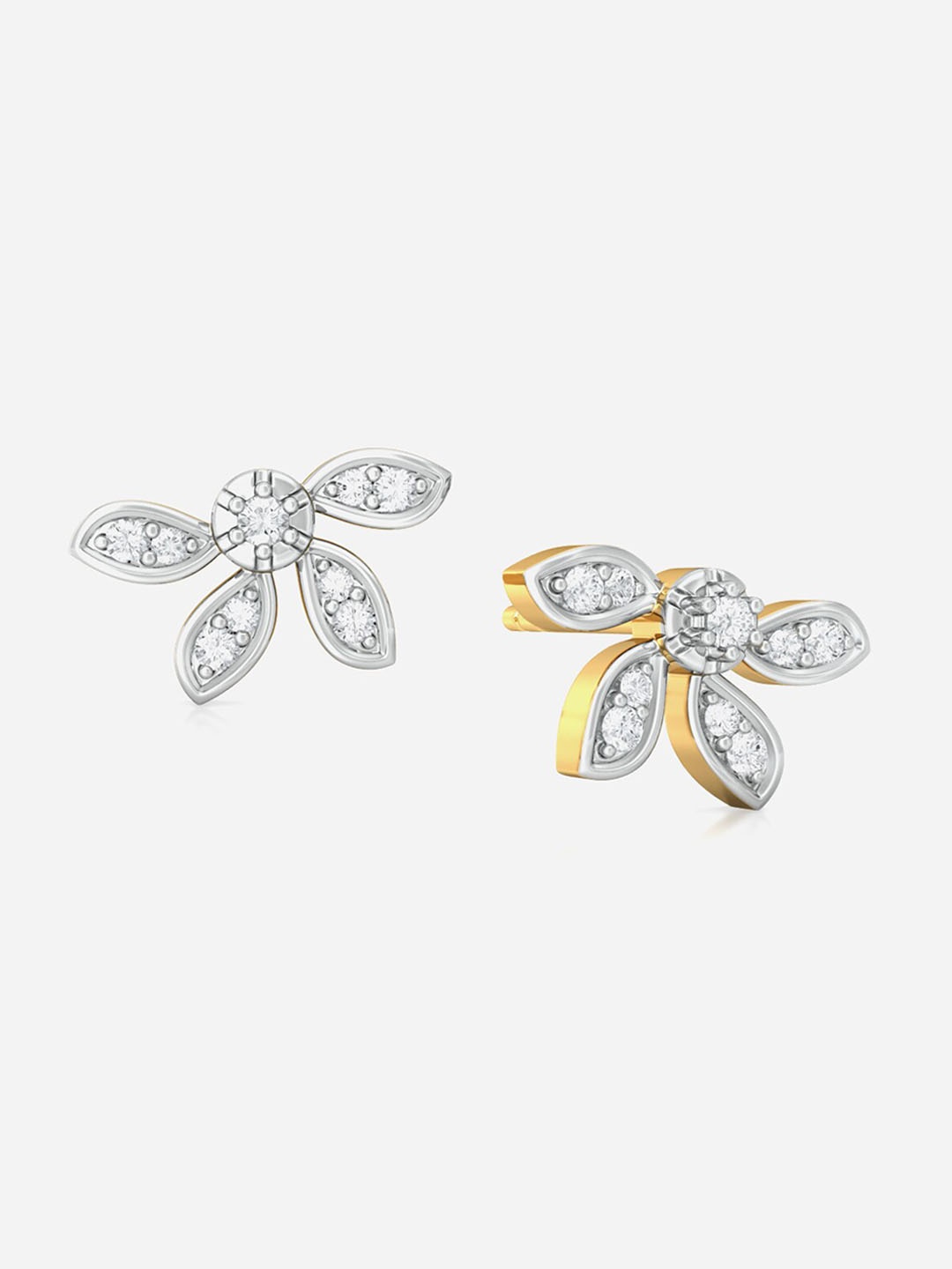 

MELORRA Dew Cue Diamond-Studded Rhodium-Plated 18KT Gold Studs Earrings- 2.35 gm