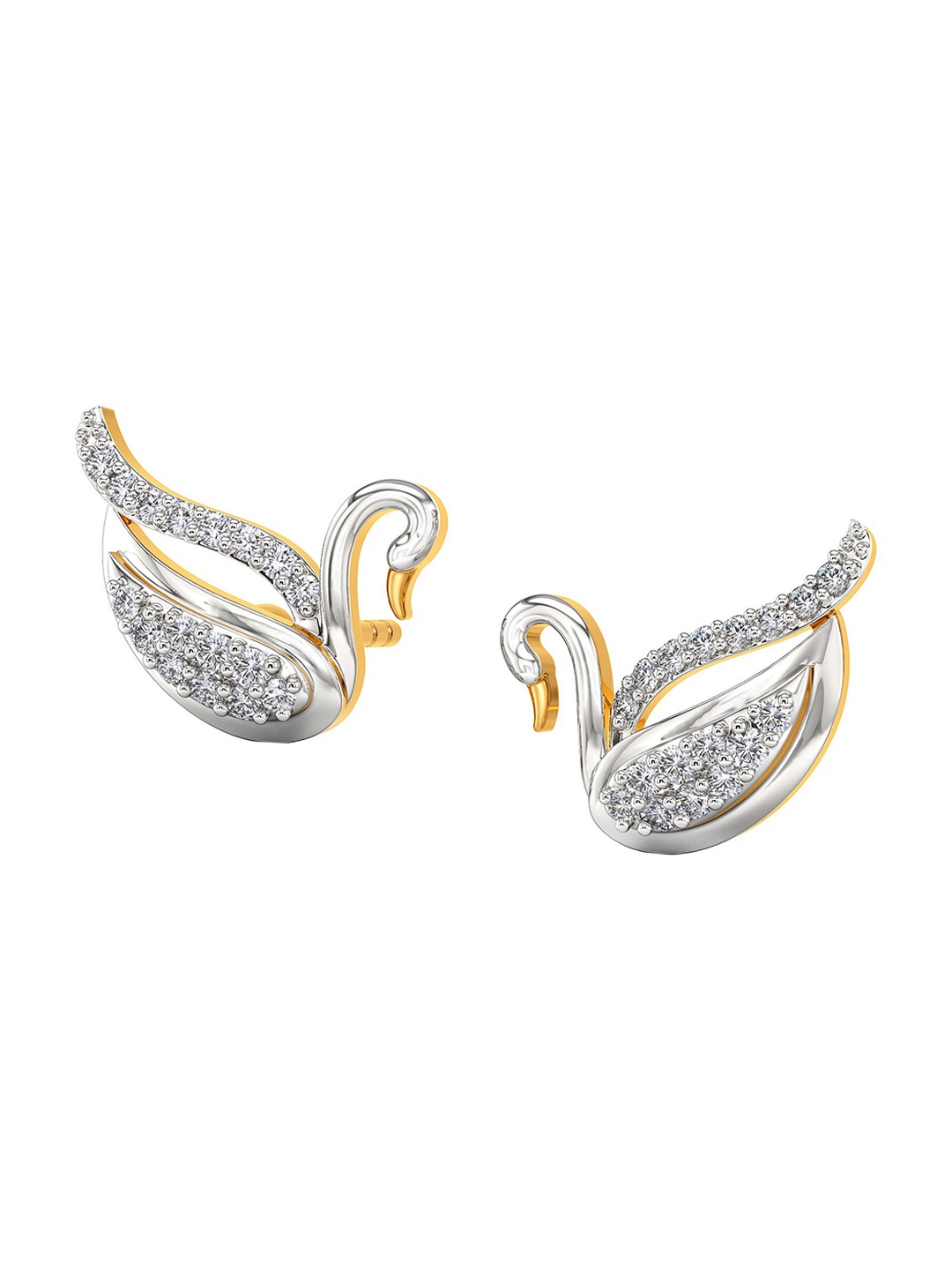 

MELORRA Daring N Demure Diamond-Studded Rhodium-Plated 18KT Gold Studs Earrings- 2.47 gm