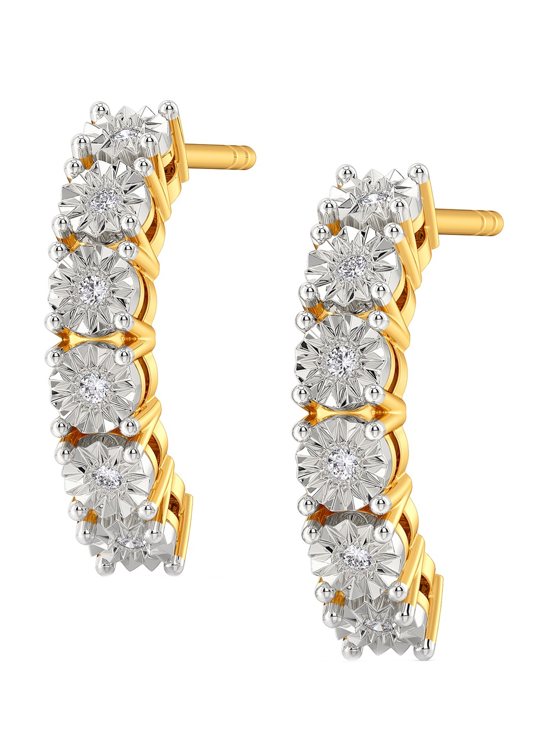 

MELORRA Twinkle Orbs Diamond-Studded Rhodium-Plated 18KT Gold Earrings- 3.16 gm