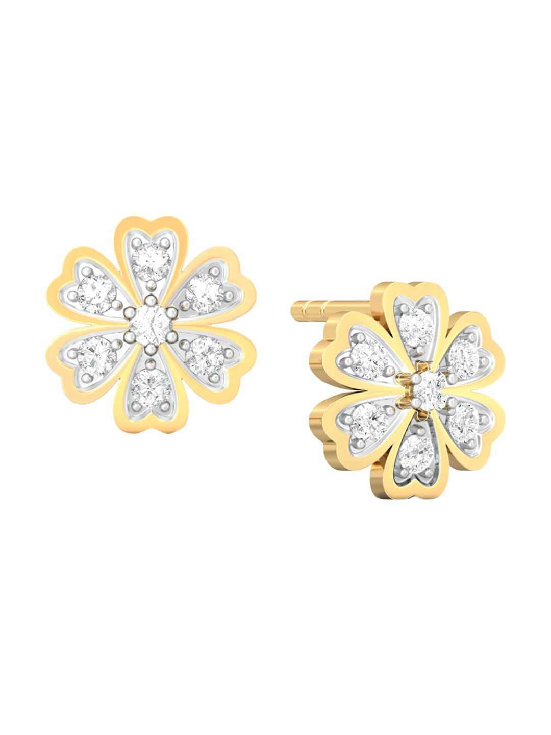 

MELORRA Star of Hearts Diamond-Studded 18KT Gold Studs Earrings- 2.49 gm
