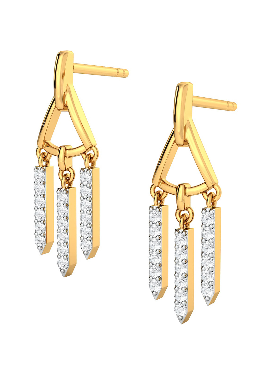 

MELORRA Trigon Frills 18KT Gold Diamond Dangle Earrings-2.51gm