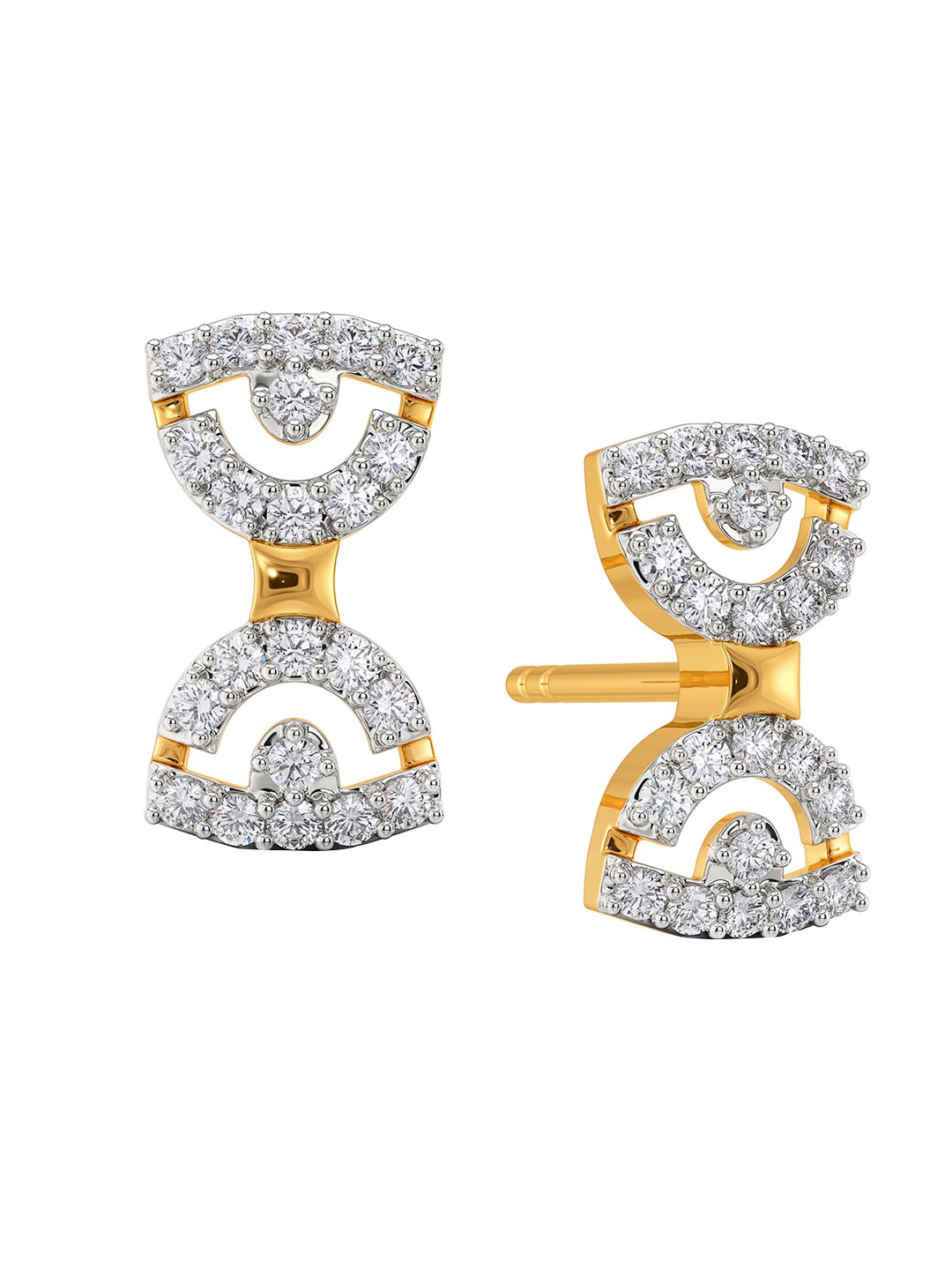

MELORRA The Bow Club Rhodium-Plated 18KT Gold Diamond Stud Earrings-1.98gm