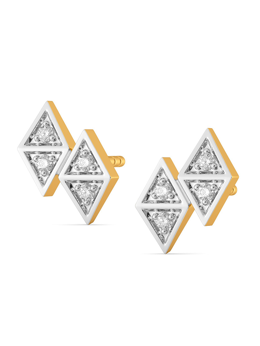

MELORRA Plaid Power Rhodium-Plated 18KT Gold Diamond Stud Earrings-1.58gm