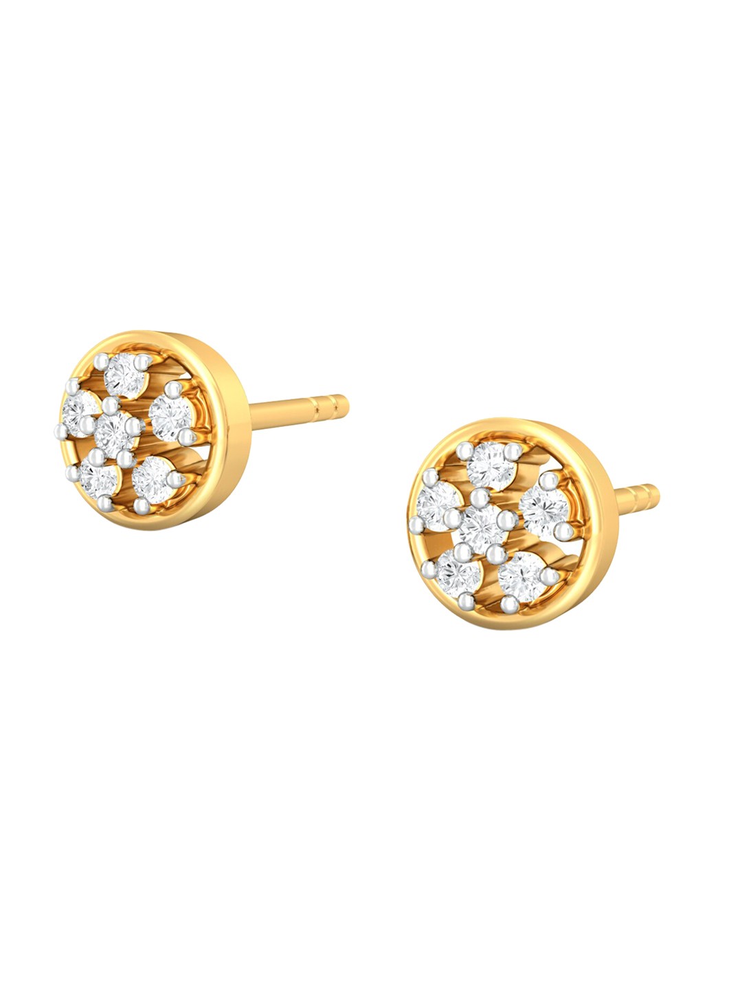 

MELORRA Ferris Wheel Diamond-Studded Rhodium-Plated 18KT Gold Studs Earrings-1.42 gm