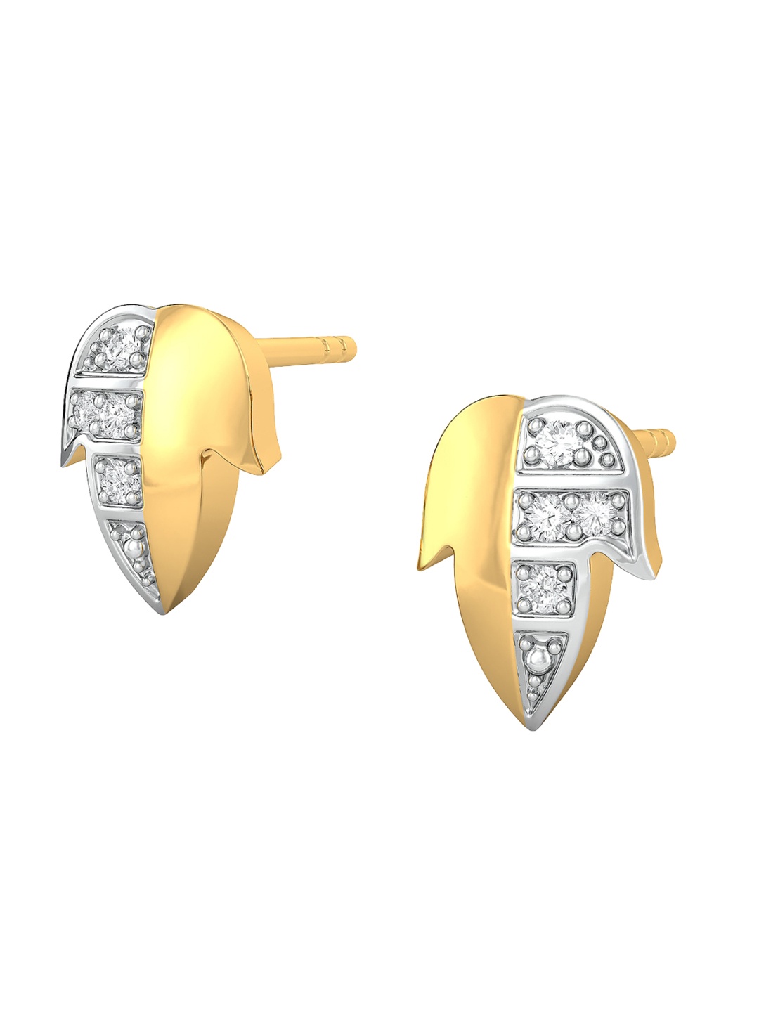 

MELORRA Foliage Fabulous Diamond-Studded Rhodium-Plated 18KT Gold Earrings- 1.73 gm