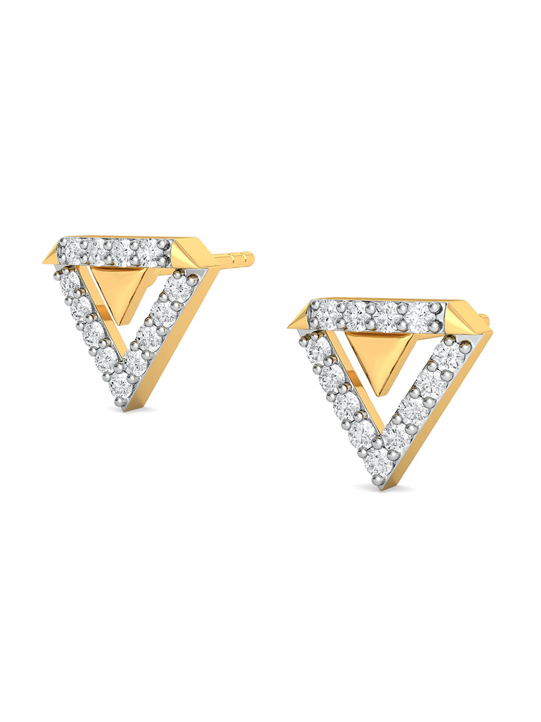 

MELORRA Troika Trinket Rhodium Plated Diamond Studded 18KT Gold Stud Earrings-2.49 gm