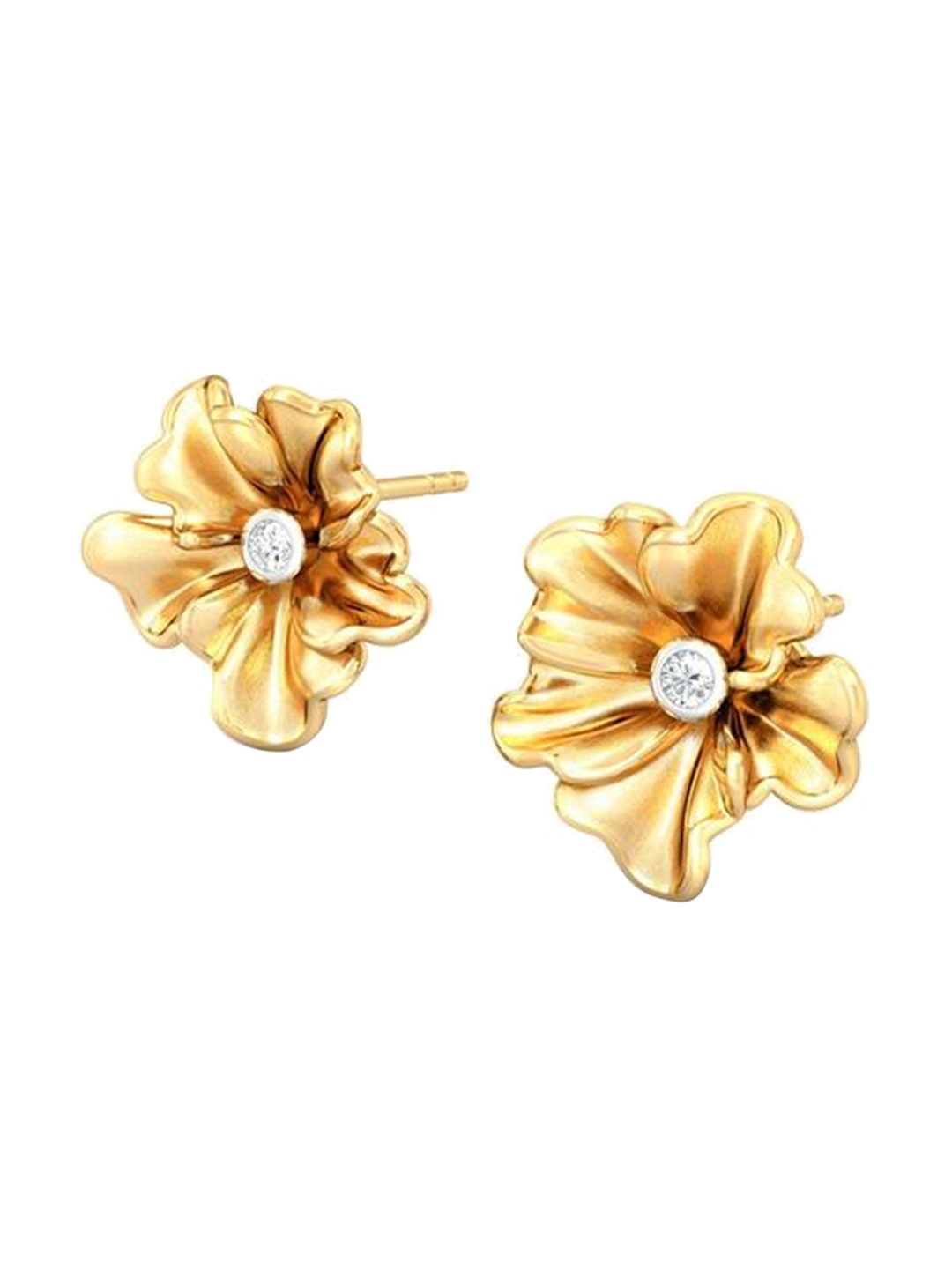 

MELORRA Yellow Carnation 18KT Gold Diamond Stud Earrings-3.37gm