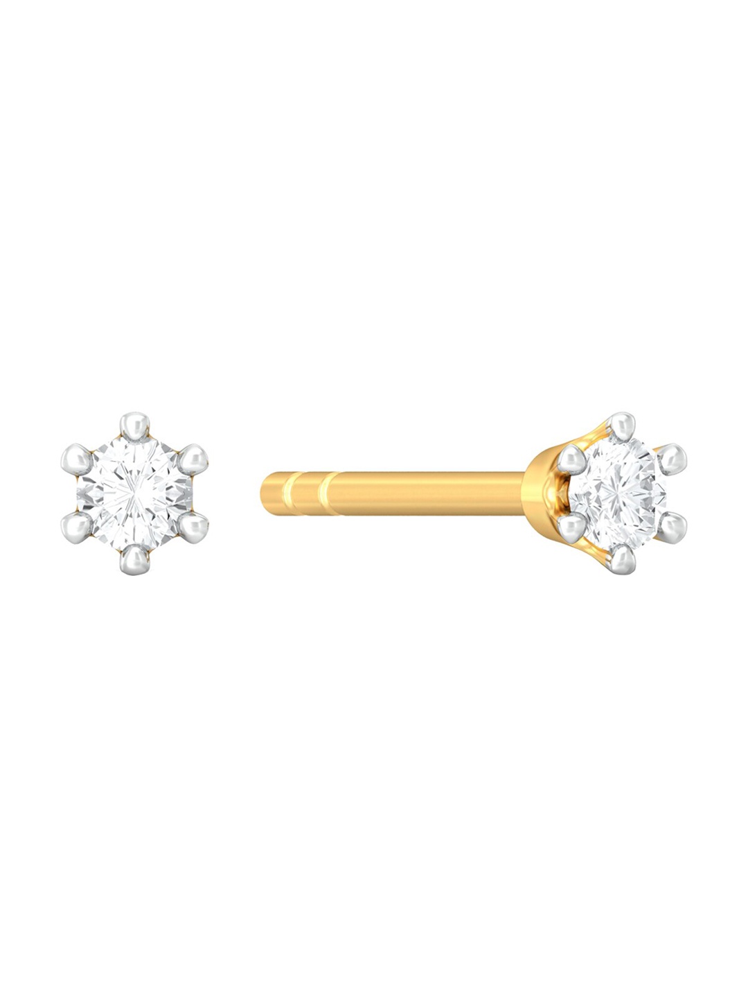 

MELORRA Dotted Dimensions Diamond-Studded Rhodium-Plated 18KT Gold Stud Earrings-0.67gm
