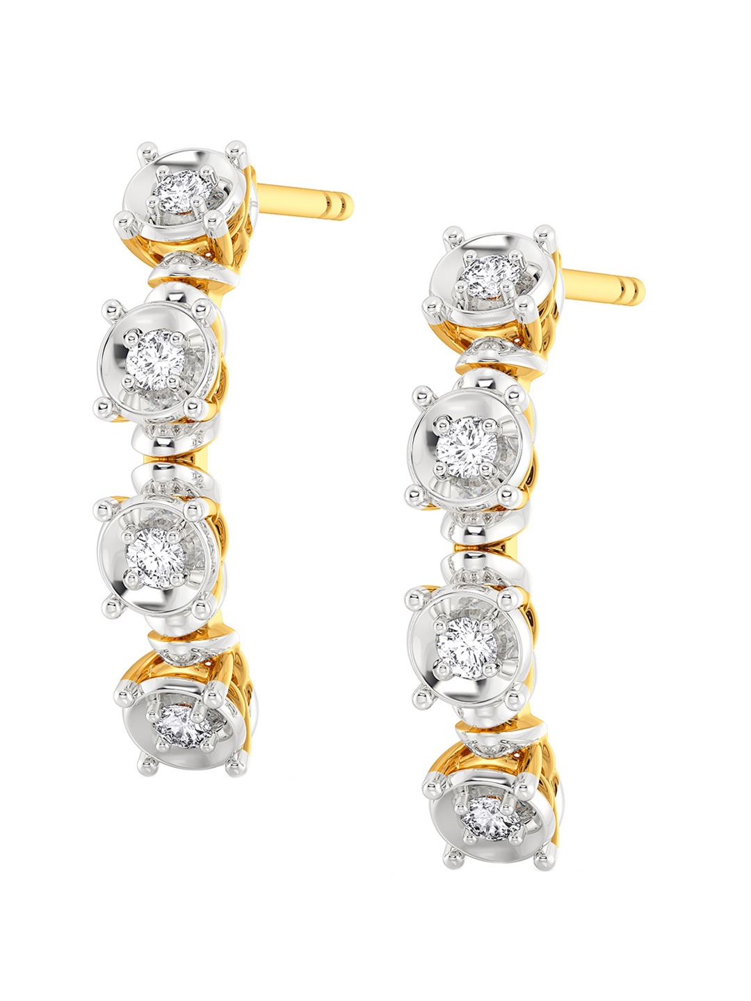 

MELORRA Dazzle Divine Diamond-Studded Rhodium-Plated 18KT Gold Earrings- 2.83 gm