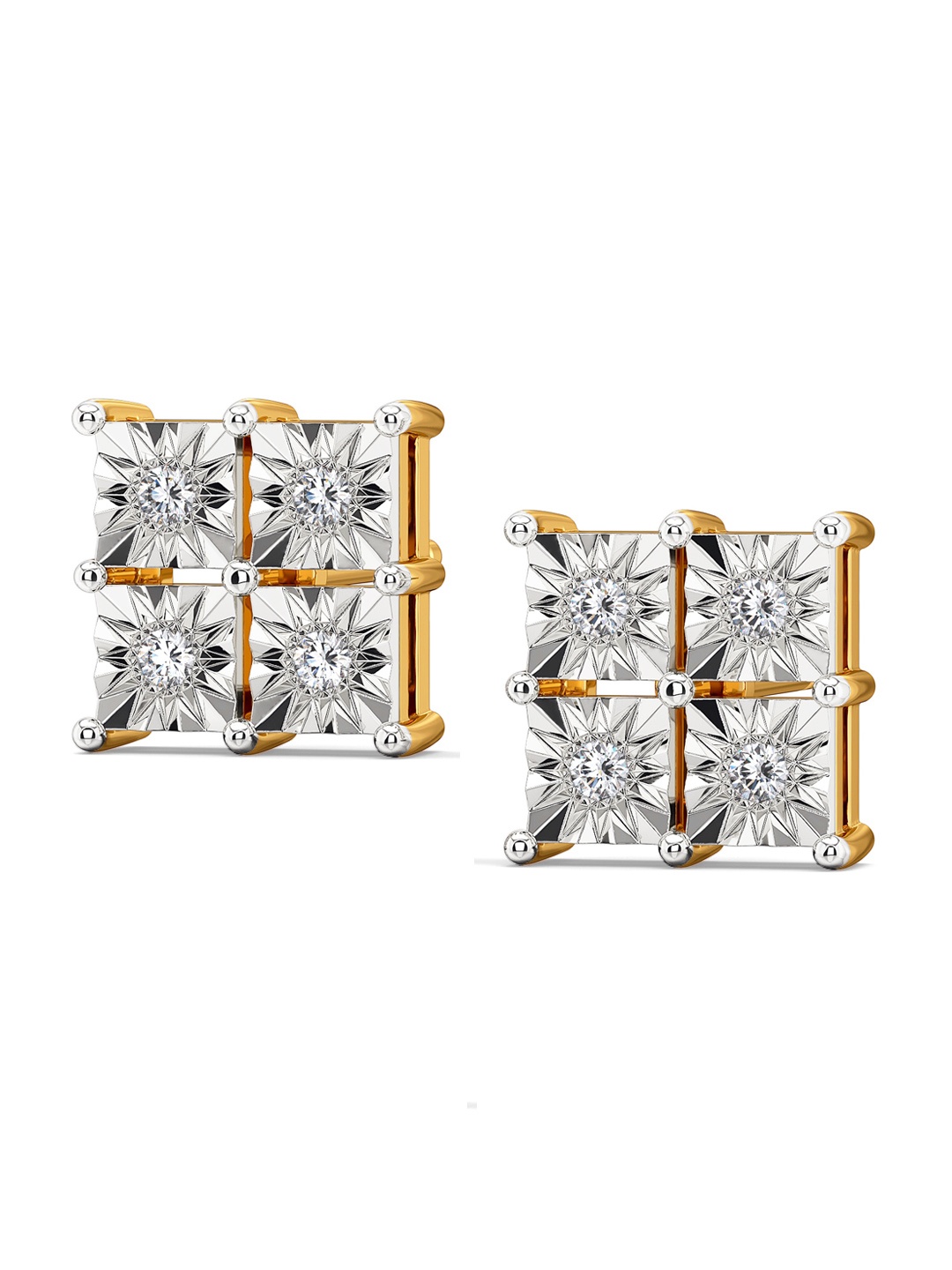 

MELORRA Twinkle Town Diamond-Studded Rhodium-Plated 18KT Gold Studs Earrings- 2.4 gm