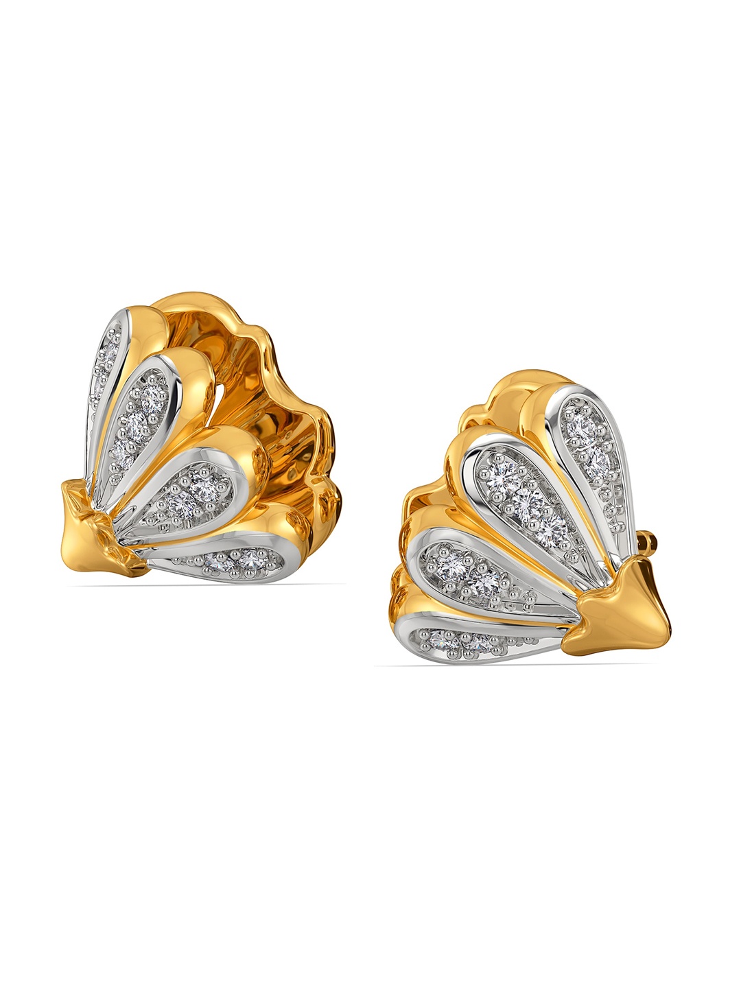 

MELORRA The Wilderness Diamond-Studded Rhodium-Plated 18KT Gold Earrings-3.46gm