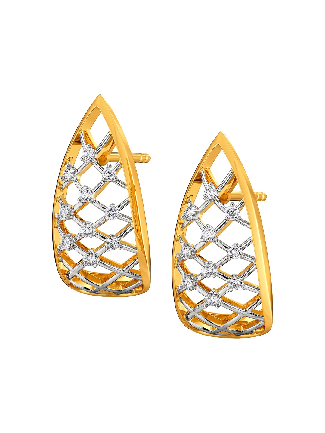 

MELORRA 18KT Gold Nostalgic Crochet Diamond-Studded Stud Earrings-2.97gm