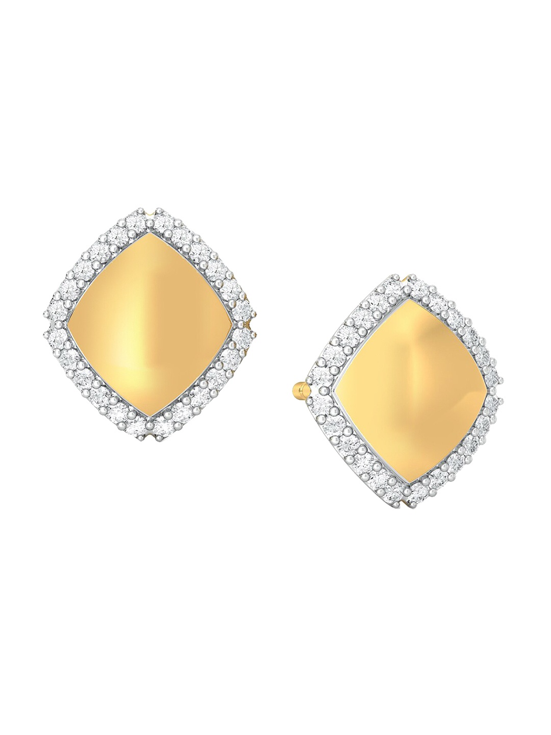 

MELORRA Hem of Gems Rhodium-Plated Diamond-Studded 18KT Gold Earrings - 3.04 gm