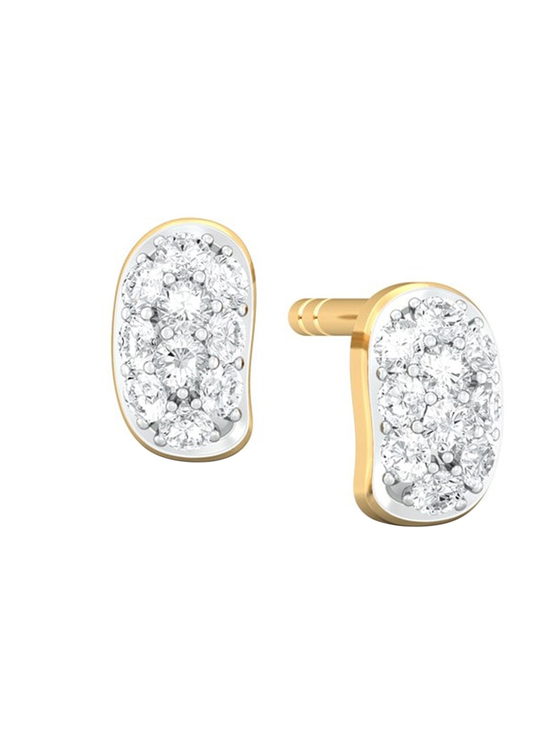 

MELORRA Bean gleam Diamond-Studded Rhodium-Plated 18KT Gold Studs Earrings- 1.47 gm