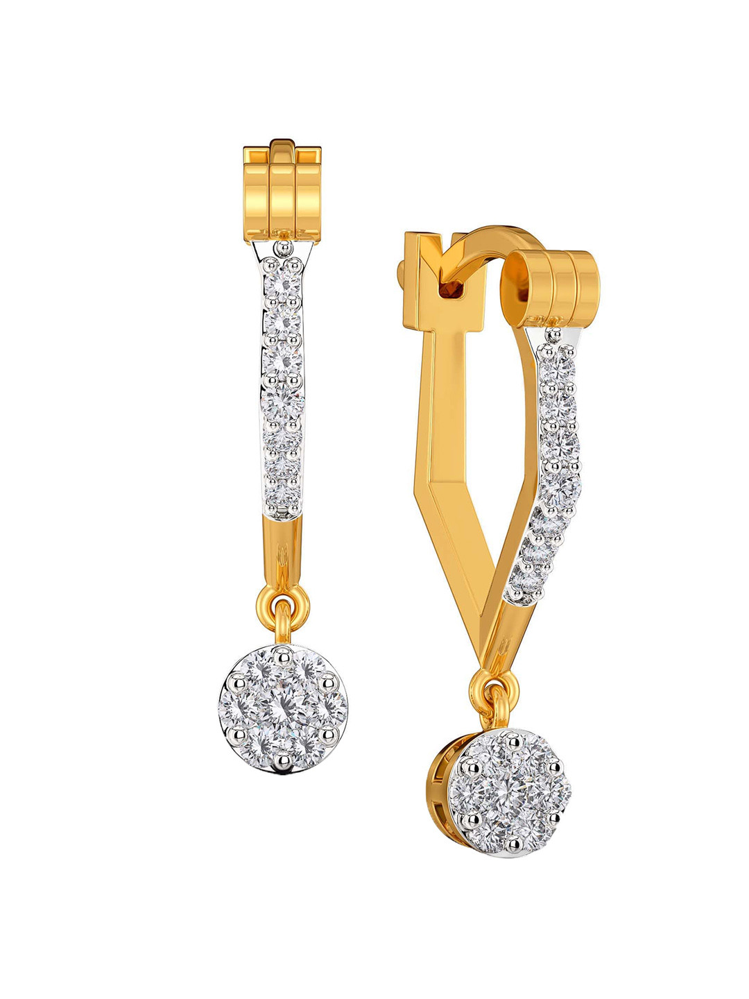 

MELORRA Whirl Wound Rhodium-Plated Diamond- Studded 18KT Gold Hoop Earrings- 1.99gm