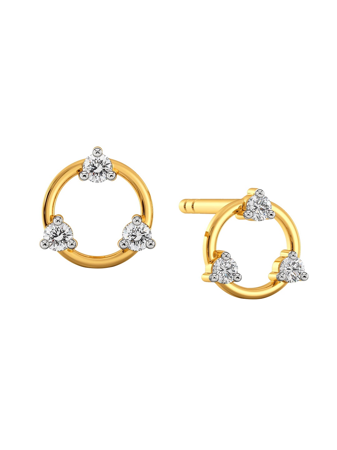 

MELORRA Triune Tied Diamond-Studded Rhodium-Plated 18KT Gold Studs Earrings- 1.33 gm
