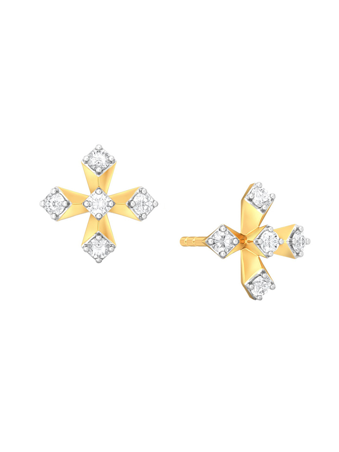 

MELORRA Plus Truss Rhodium-Plated Diamond-Studded 18KT Gold Earrings - 2.09 gm