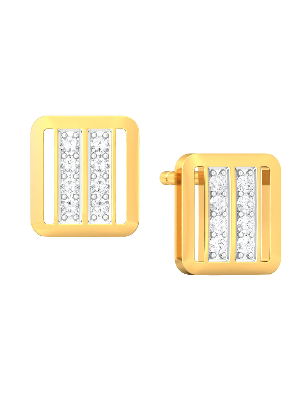 

MELORRA Dazzling Duet Diamond-Studded 18KT Gold Studs Earrings- 2.69 gm