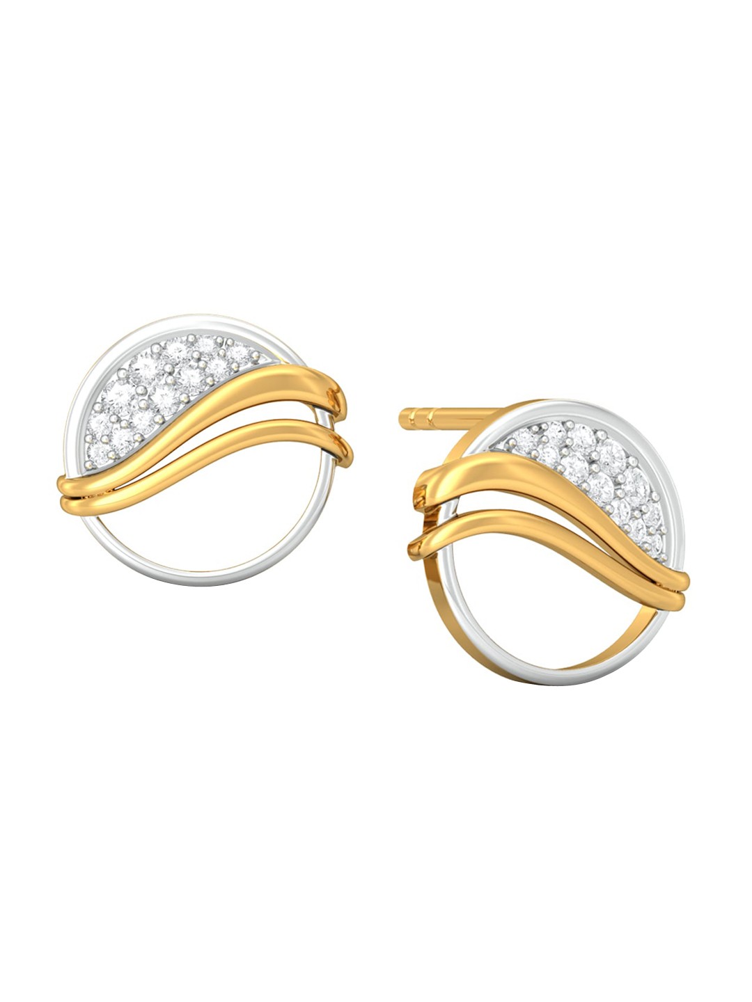 

MELORRA Roses are Red Diamond-Studded 18KT Gold Studs Earrings- 2.39 gm
