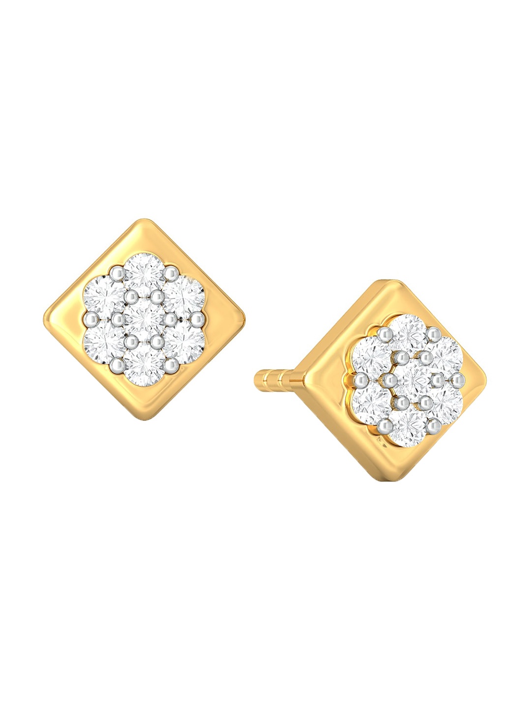 

MELORRA Sparkler Alert Diamond-Studded Rhodium-Plated 18KT Gold Studs Earrings- 1.59 gm