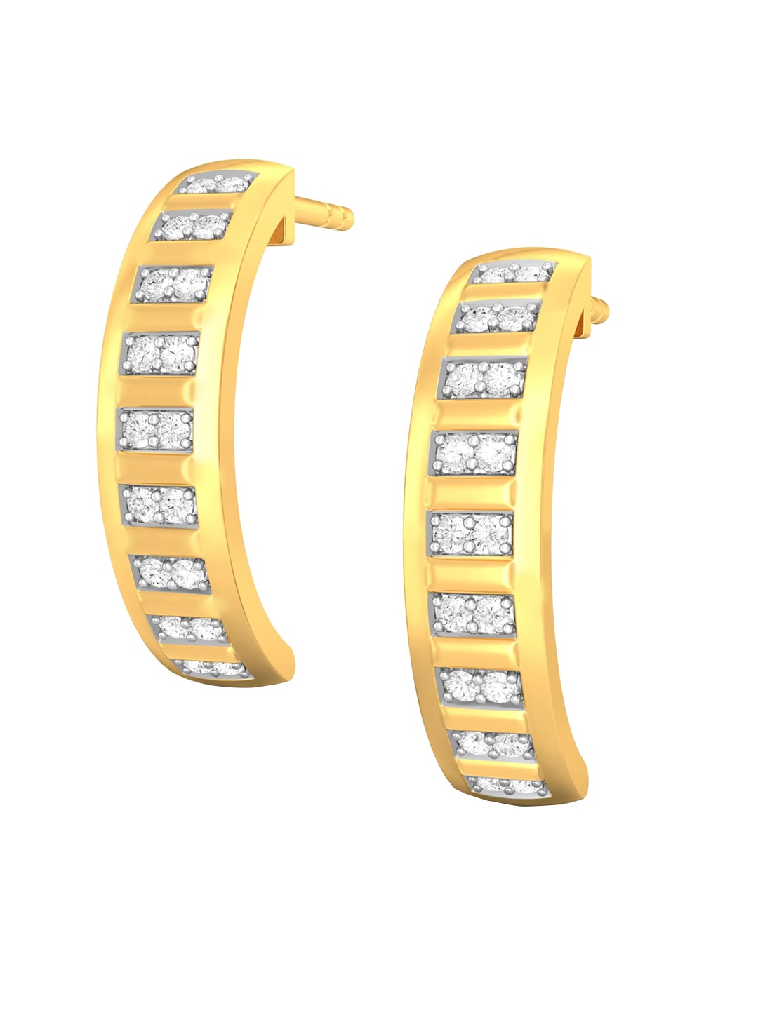 

MELORRA 18KT Gold Peek-a-book Play Diamond-Studded Stud Earrings-3.98gm