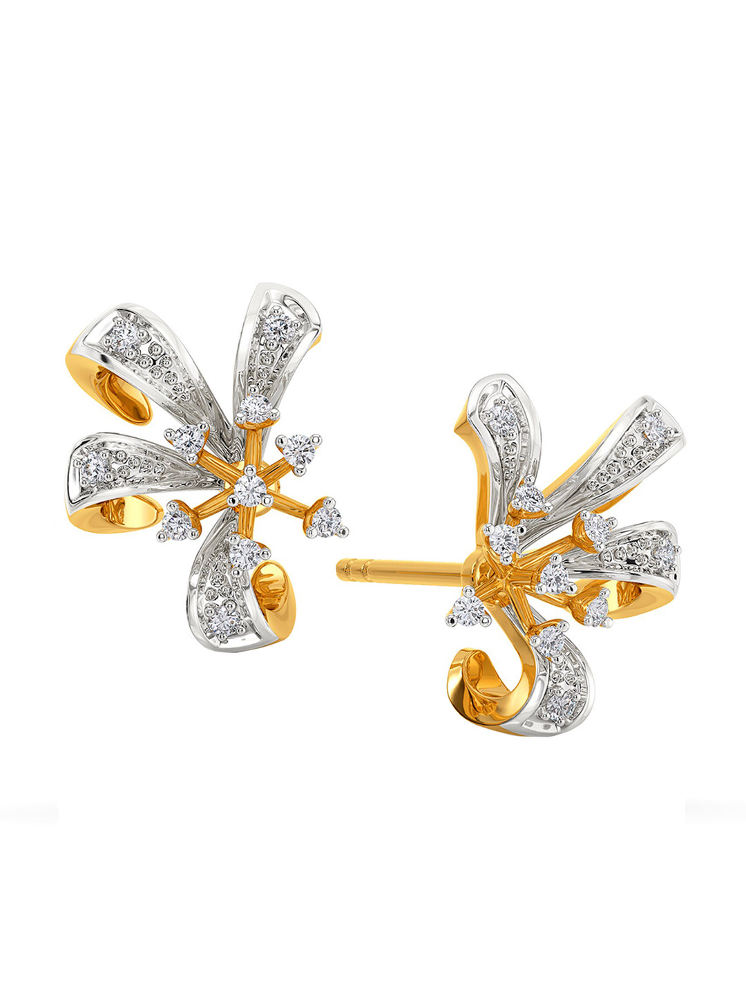 

MELORRA Jolly Wild Diamond-Studded Rhodium-Plated 18KT Gold Studs Earrings- 2.42 gm