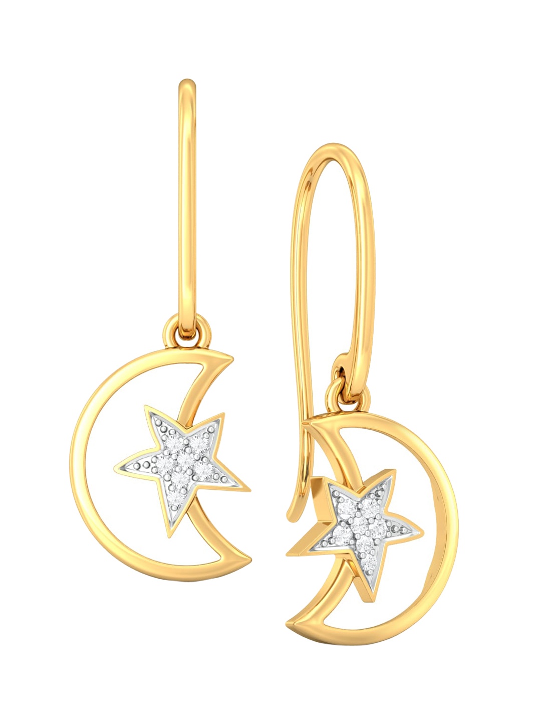 

MELORRA Celestelle Diamond-Studded 18KT Gold Drop Earrings- 3.55 gm