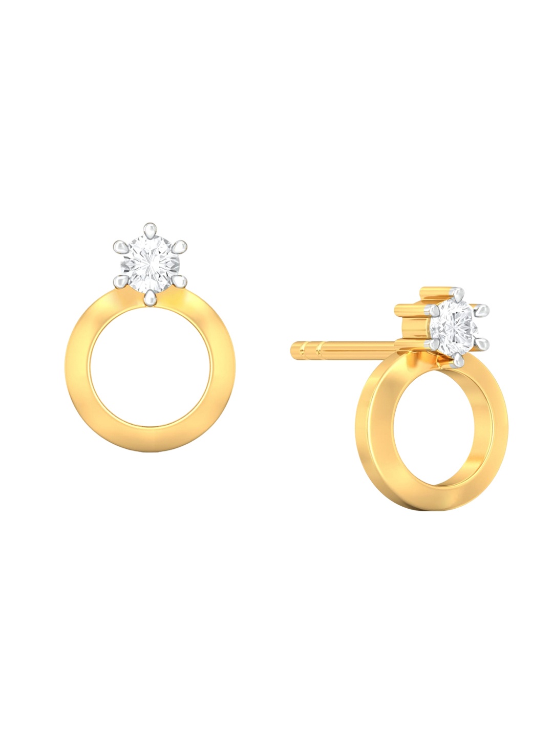 

MELORRA Hoop Whoop Rhodium-Plated Diamond-Studded 18KT Gold Earrings - 1.4 gm