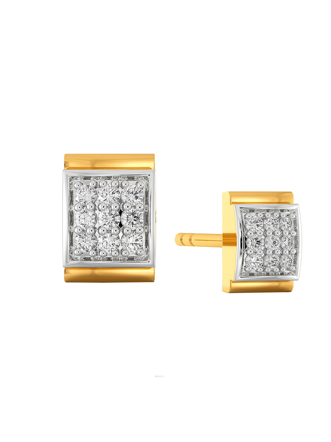 

MELORRA Edgy Editions Diamond-Studded Rhodium-Plated 18KT Gold Studs Earrings- 1.65 gm