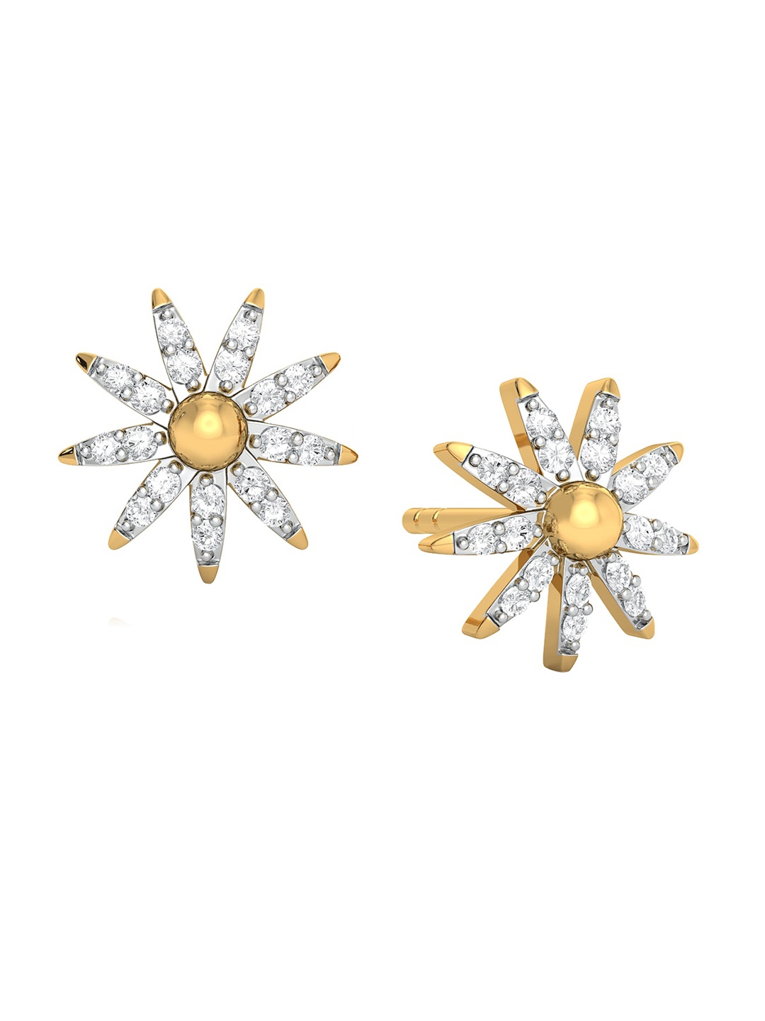 

MELORRA Sprinkle Sparkle Rhodium-Plated Diamond- Studded 18KT Gold Stud Earrings-2.46gm