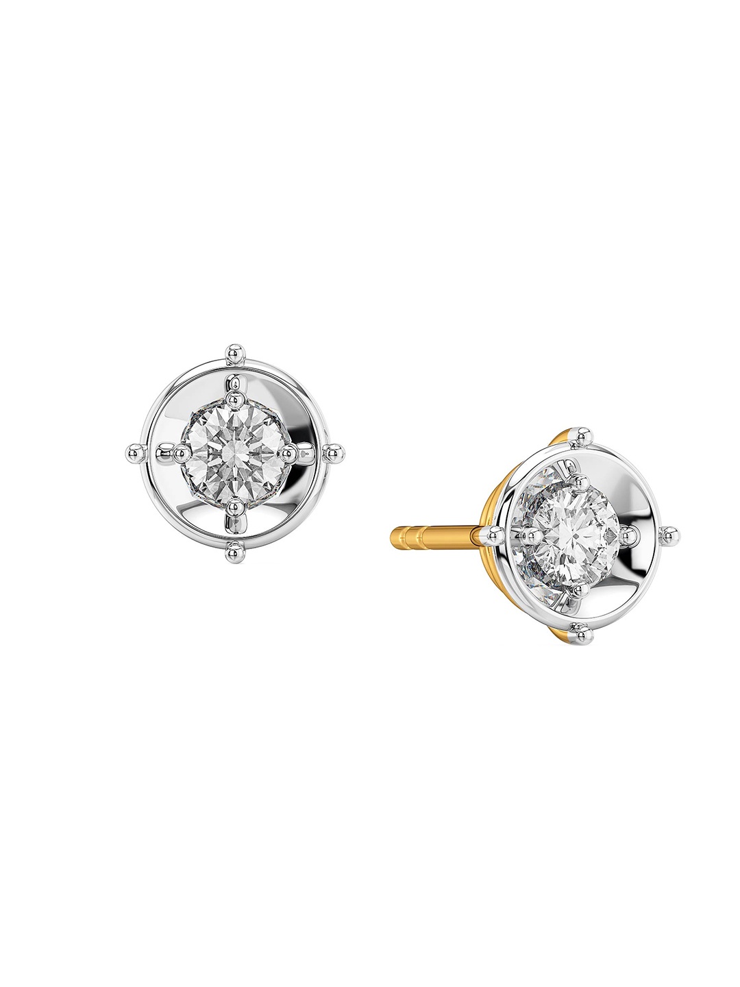 

MELORRA 18KT Gold Glitzy Vogue Diamond-Studded Stud Earrings1.59 g