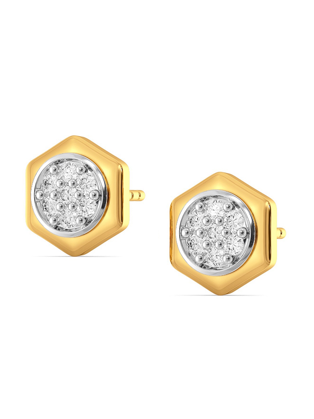 

MELORRA Diamond-Studded Rhodium-Plated 18KT Gold Studs Earrings- 2.54 gm