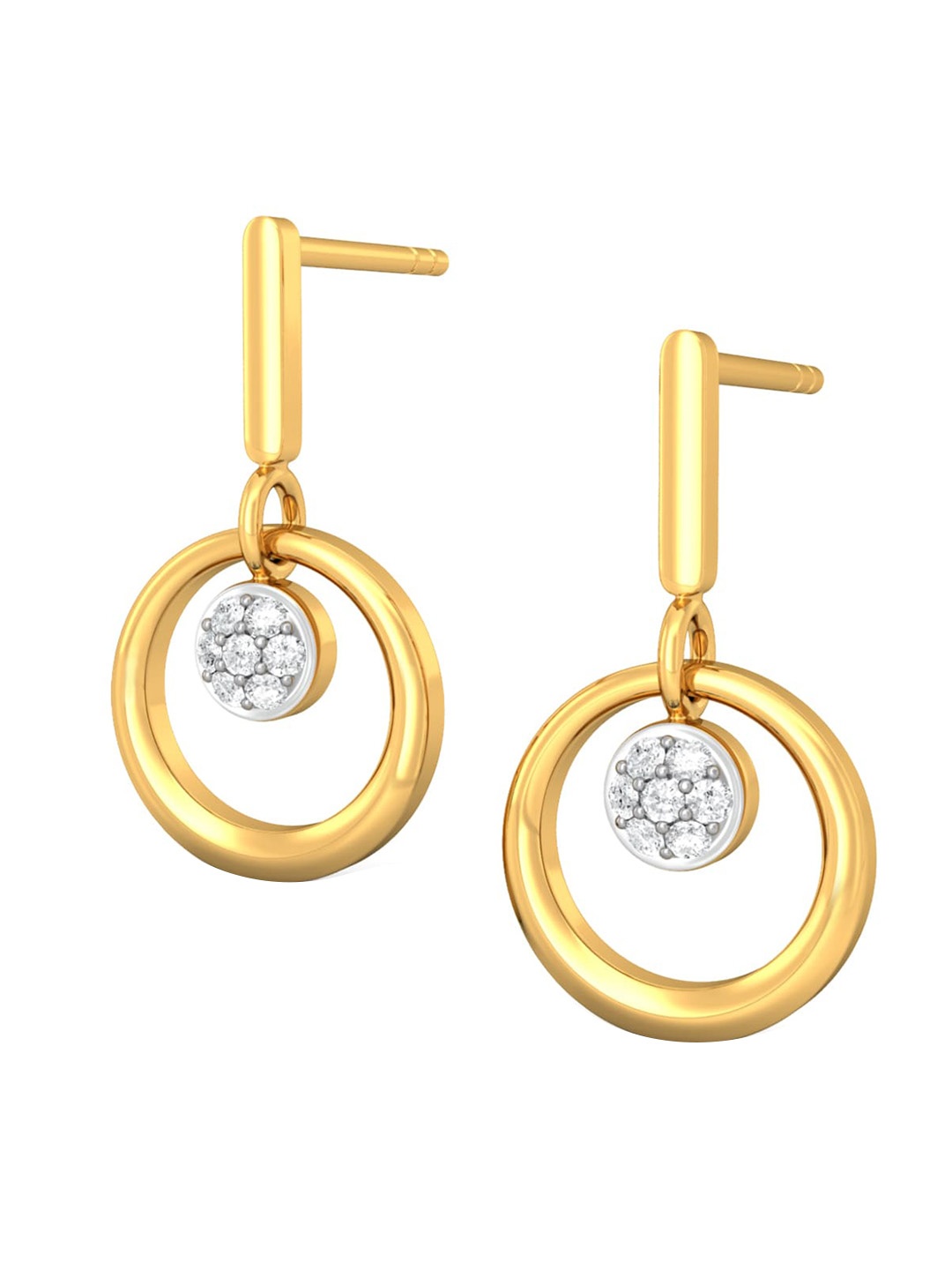 

MELORRA Sunflower 18KT Gold Diamond Drop Earrings-2.66gm