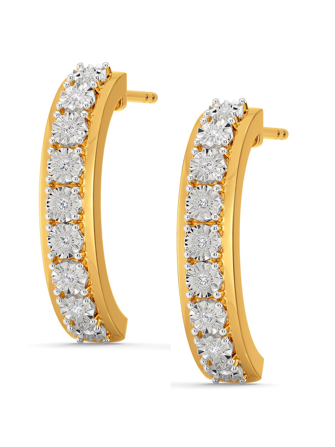 

MELORRA Ringed Radiance Diamond-Studded Rhodium-Plated 18KT Gold Earrings- 3.82 gm