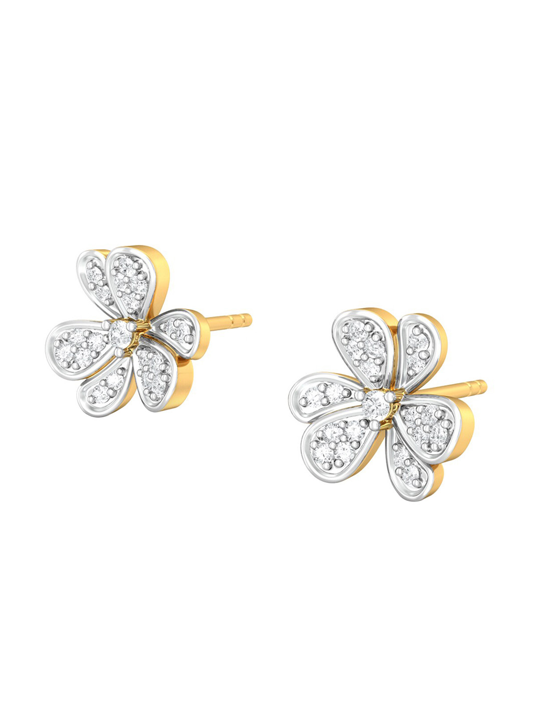 

MELORRA Treble Corsage Rhodium-Plated 18KT Gold Diamond Stud Earrings-2.73gm