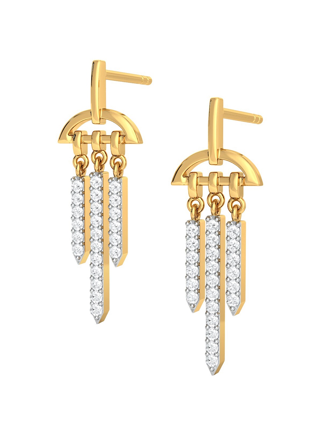 

MELORRA Glimmer Glow 18KT Gold Diamond Dangle Earrings-2.86gm