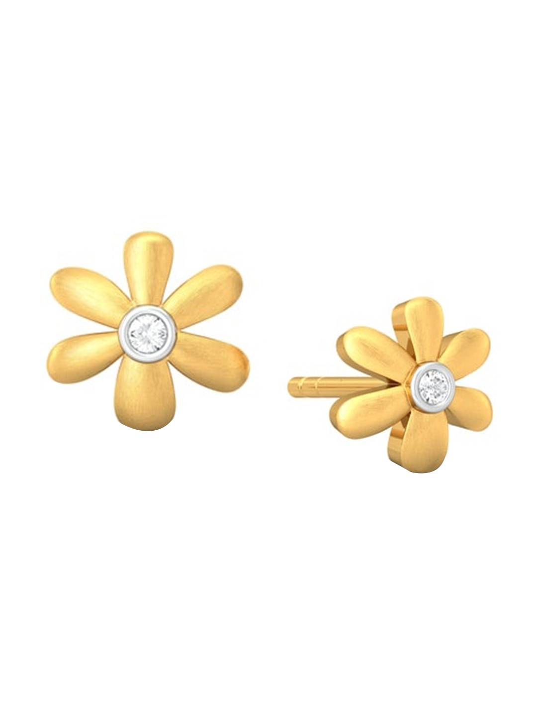 

MELORRA 18KT Gold Floral Charm Diamond-Studded Stud Earrings -2.22 g