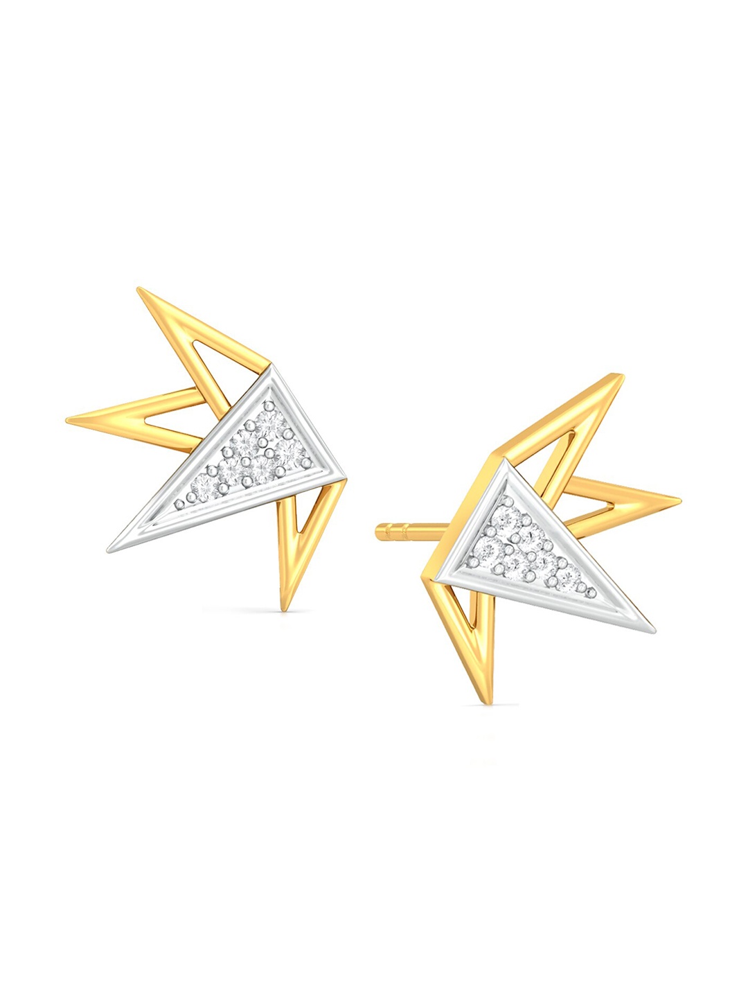 

MELORRA Cabaret Chic Diamond-Studded Rhodium-Plated 18KT Gold Studs Earrings- 3.18 gm