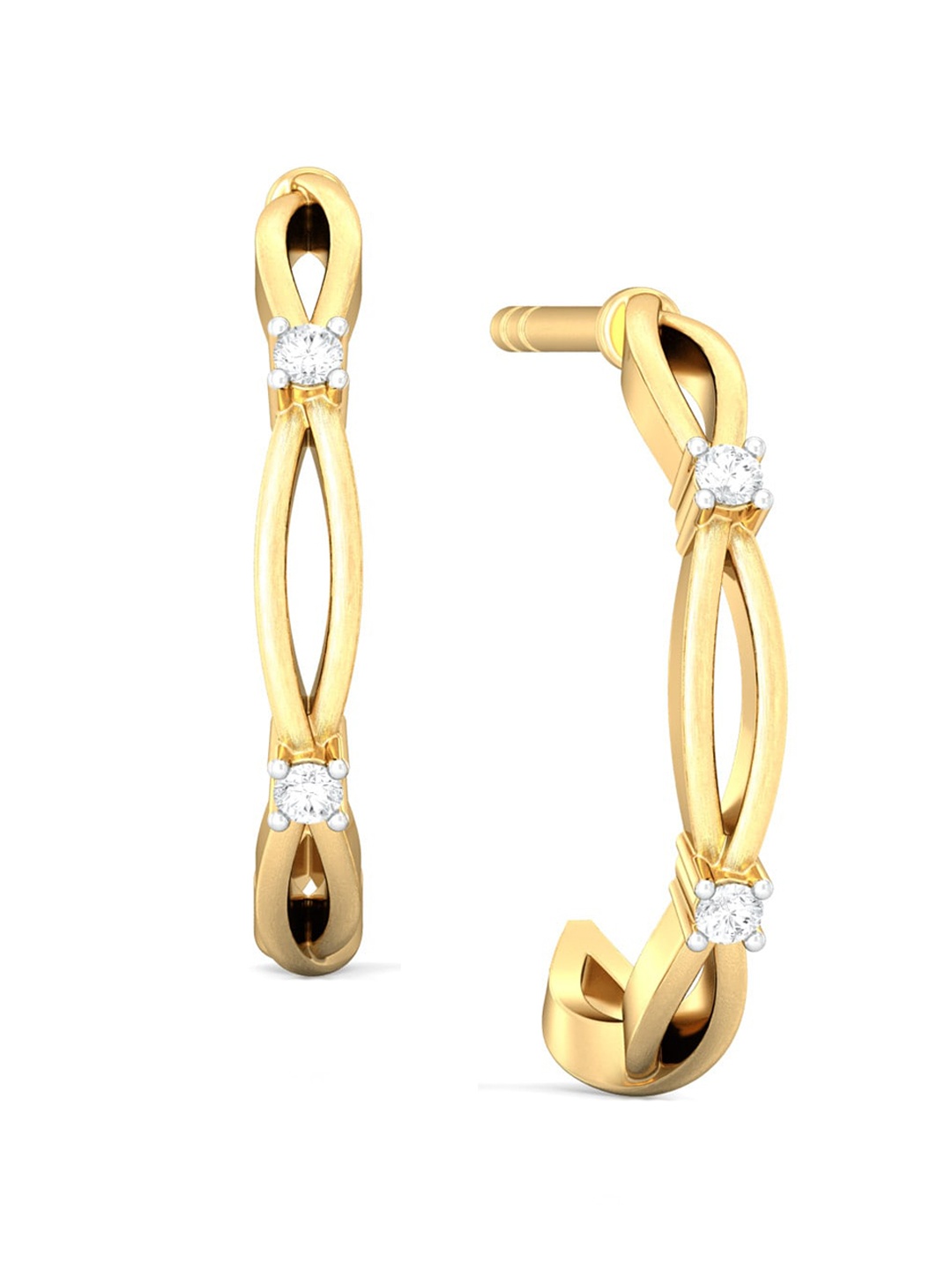 

MELORRA Celtic Charm Diamond-Studded 18KT Gold Halt Hoop Earrings- 2.19 gm