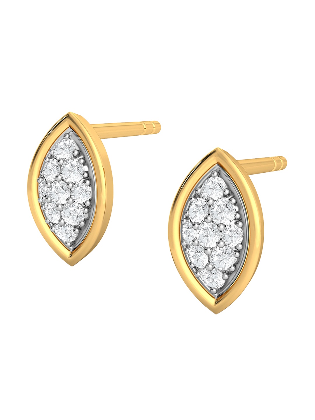 

MELORRA Dew Beau Diamond-Studded Rhodium-Plated 18KT Gold Studs Earrings- 1.87 gm