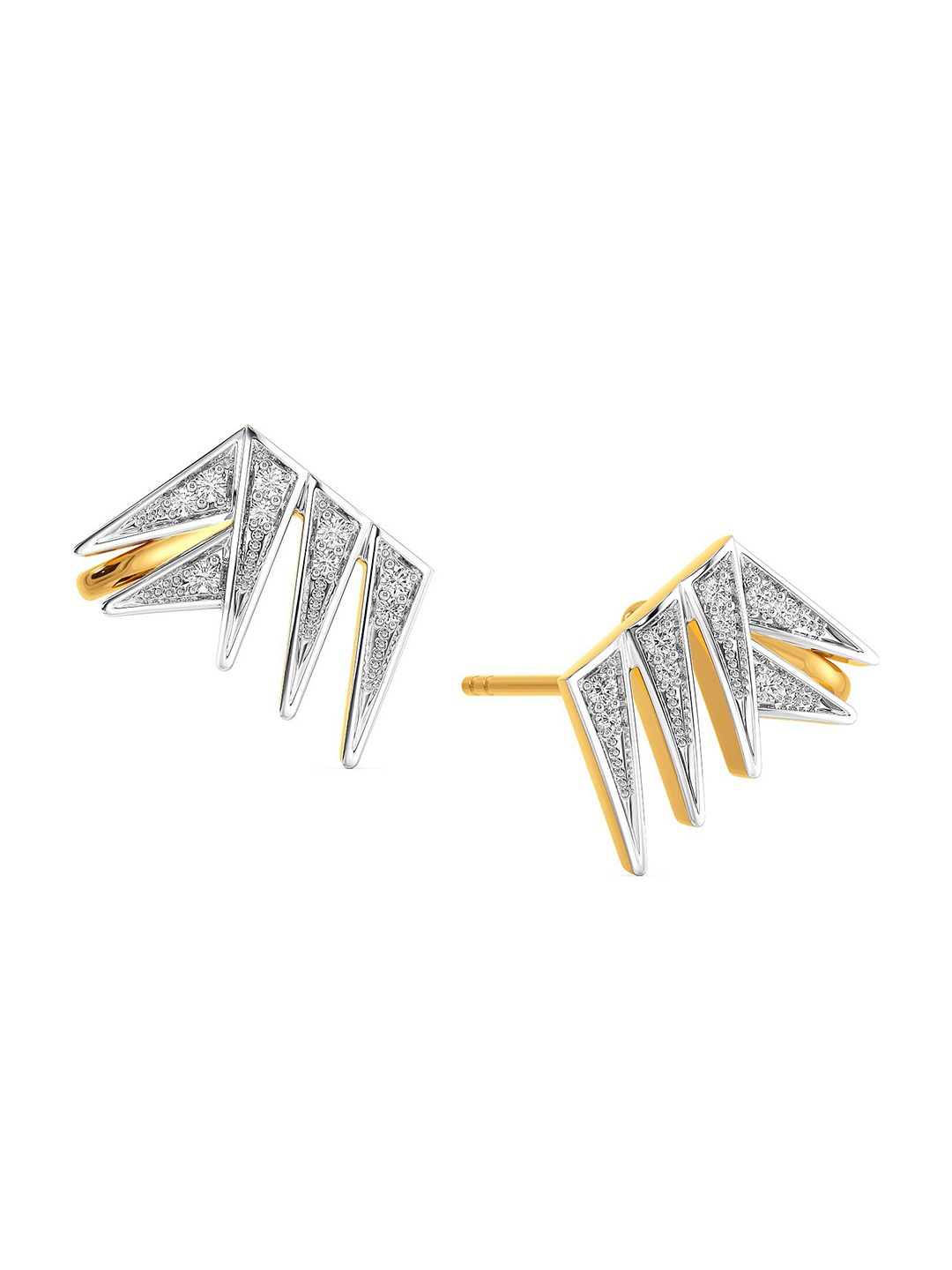 

MELORRA Power Trip Rhodium-Plated Diamond-Studded 18KT Gold Earrings - 3.73 gm