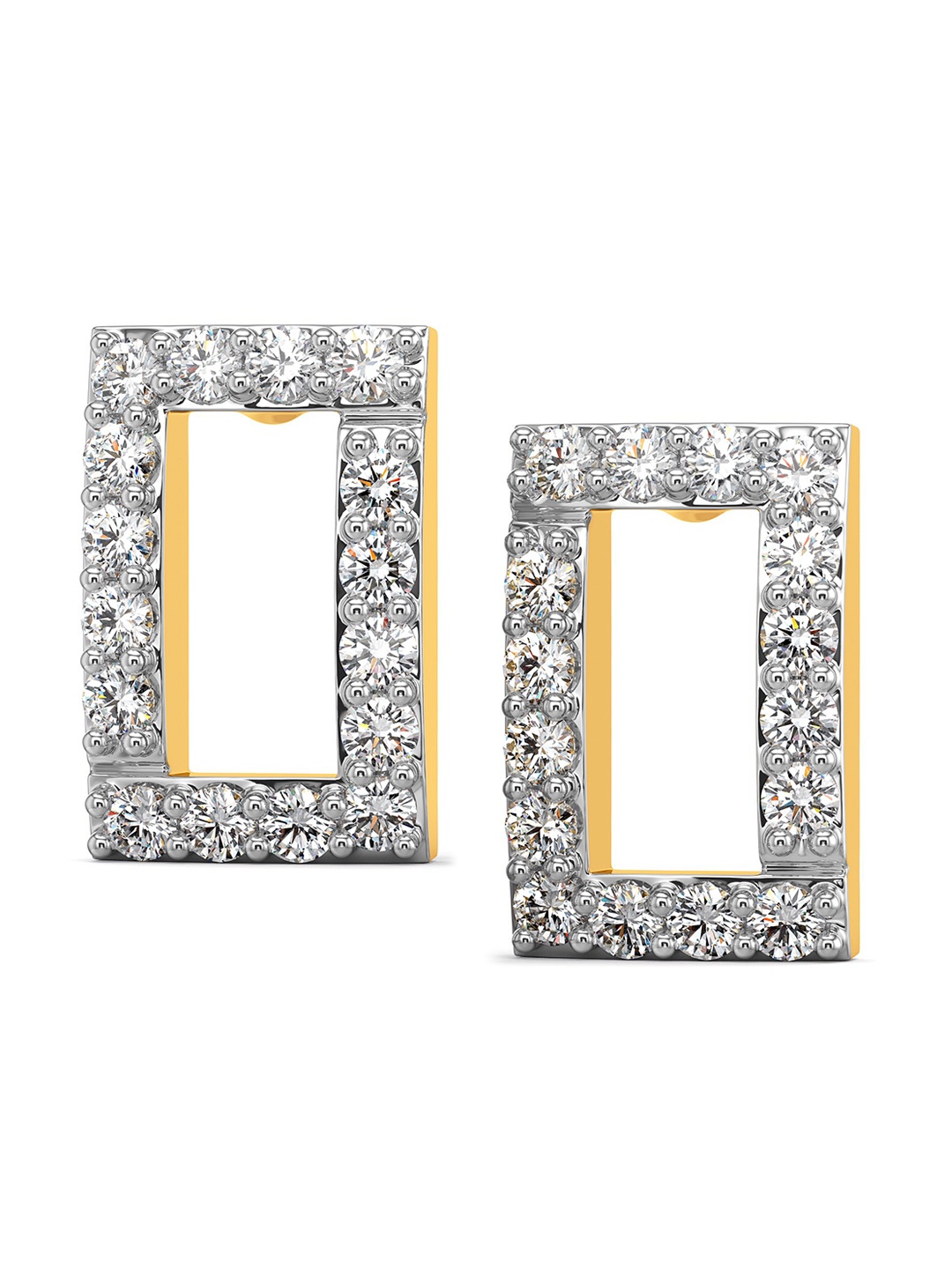 

MELORRA Spunky Space Rhodium-Plated 18KT Gold Diamond Stud Earrings-1.72gm