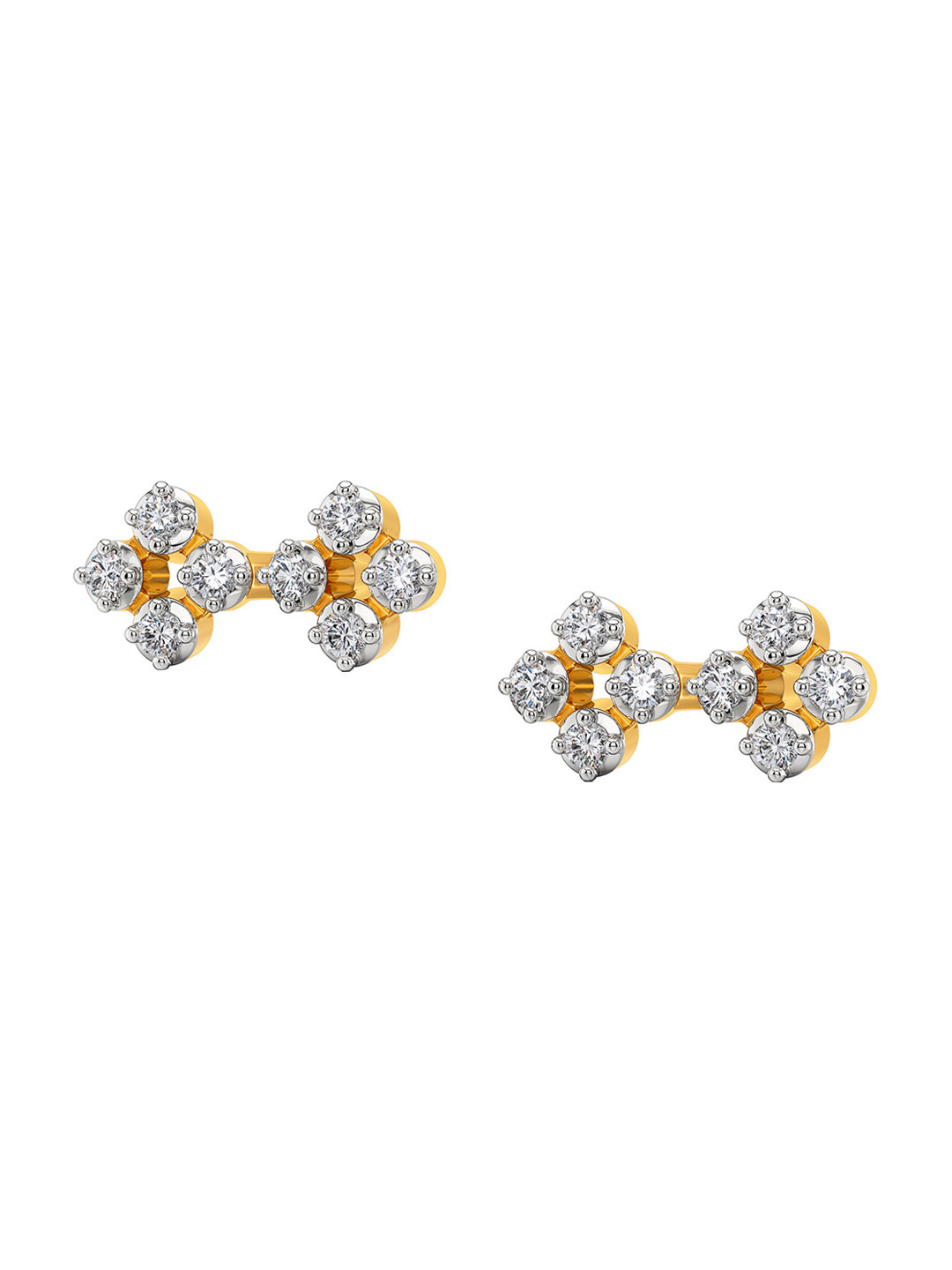 

MELORRA Floret Knots Diamond-Studded Rhodium-Plated 18KT Gold Studs Earrings- 1.72 gm