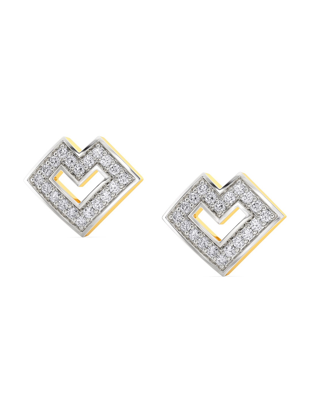 

MELORRA Melody O Love Diamond-Studded Rhodium-Plated 18KT Gold Studs Earrings- 2.73 gm