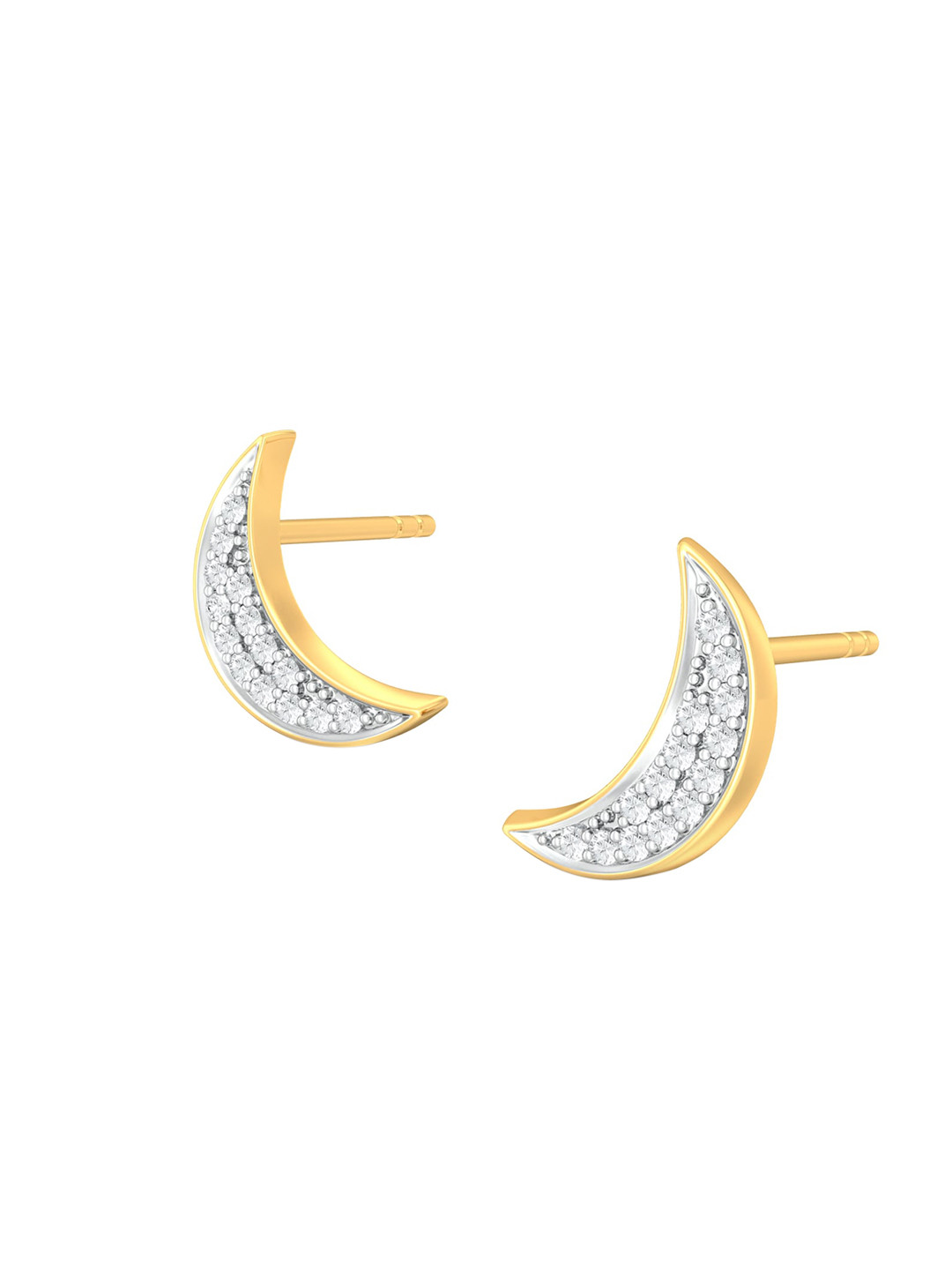 

MELORRA Mia Luna Rhodium-Plated 18KT Gold Diamond Stud Earrings-1.75gm