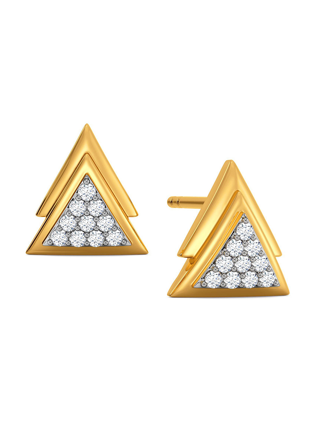 

MELORRA Suit N Social Diamond-Studded Rhodium-Plated 18KT Gold Studs Earrings- 2.39 gm