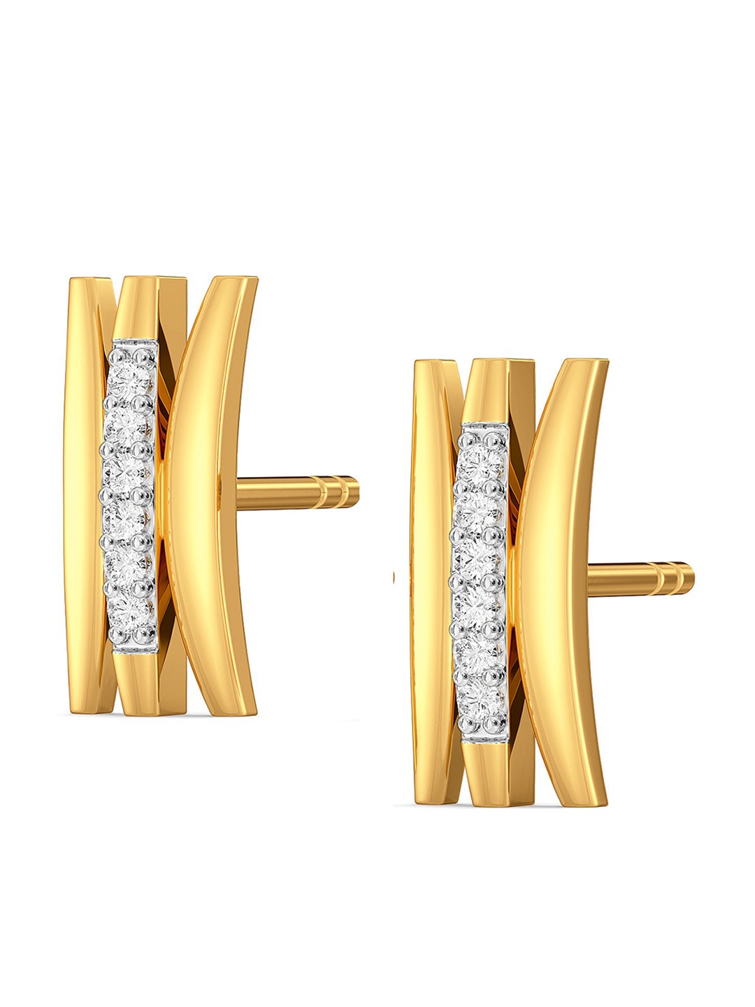 

MELORRA Curvy Crimps 18KT Gold Diamond Stud Earrings-2.28gm
