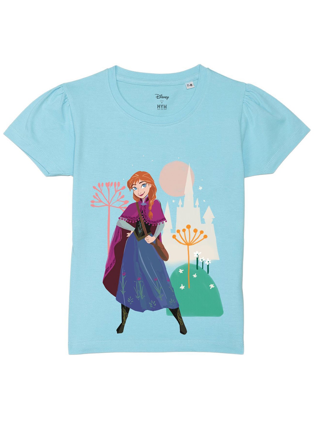 

Disney by Wear Your Mind Disney Princess Graphic Printed Puff Sleeves Pure Cotton T-Shirt, Blue