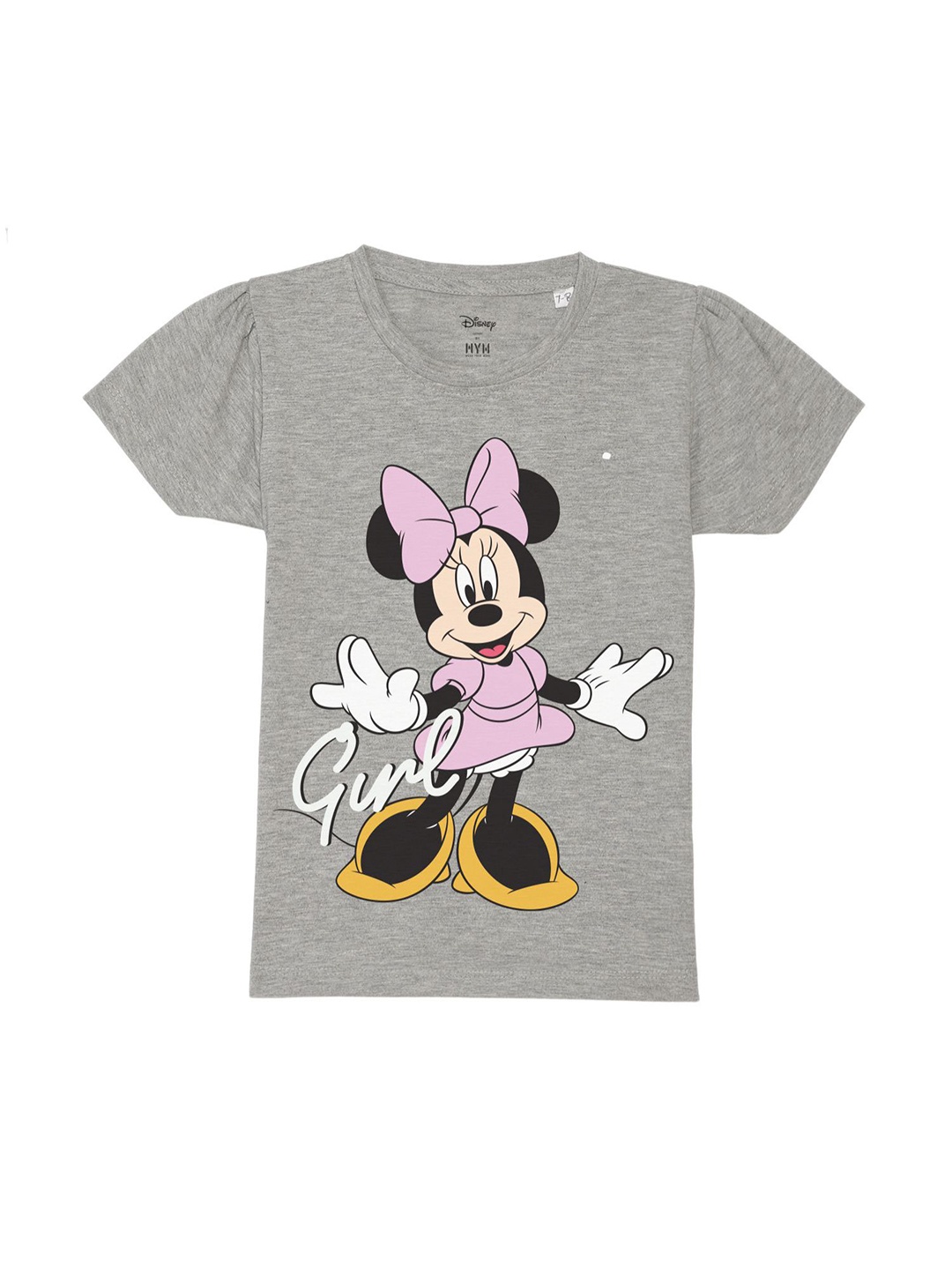 

Disney by Wear Your Mind Girls Minnie Mouse Printed Pure Cotton T-shirt, Grey